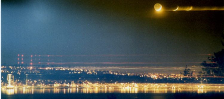 The moon over Lake Washington
